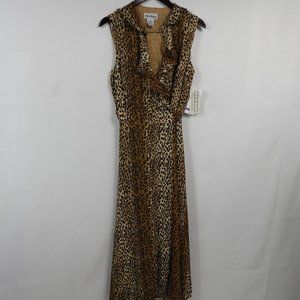 I46 Vintage Ultra Dress Leopard Print Sleeveless Wrap Belt Dress